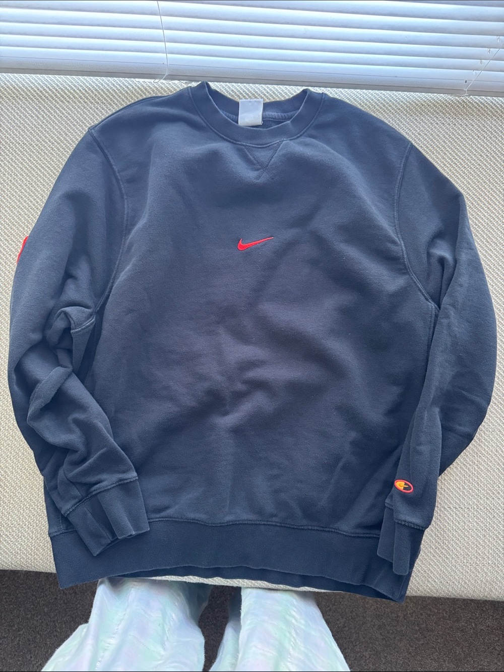 Nike Navy Crewneck Sweatshirt with Red Swoosh